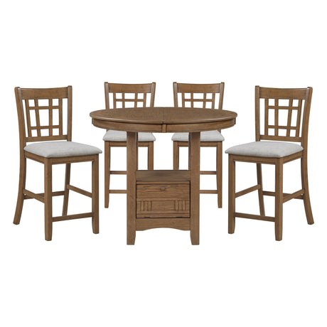 Junipero Brown 5-Piece Round/Oval Counter Height Set by Homelegance at Eve Furniture