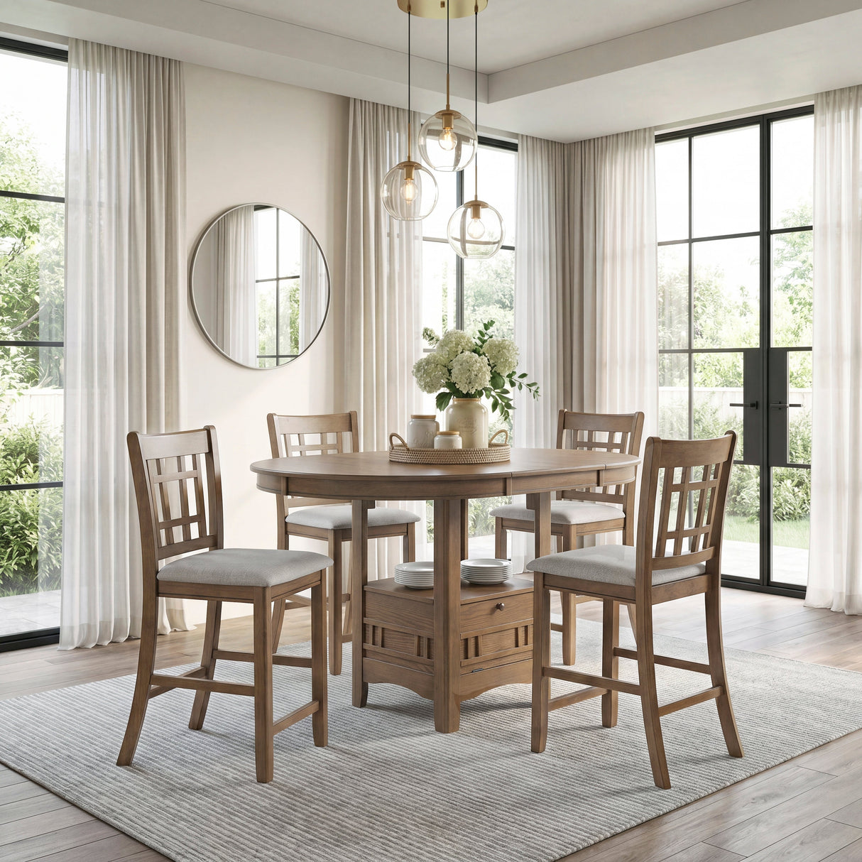 Junipero Brown Round/Oval Counter Height Table by Homelegance at Eve Furniture