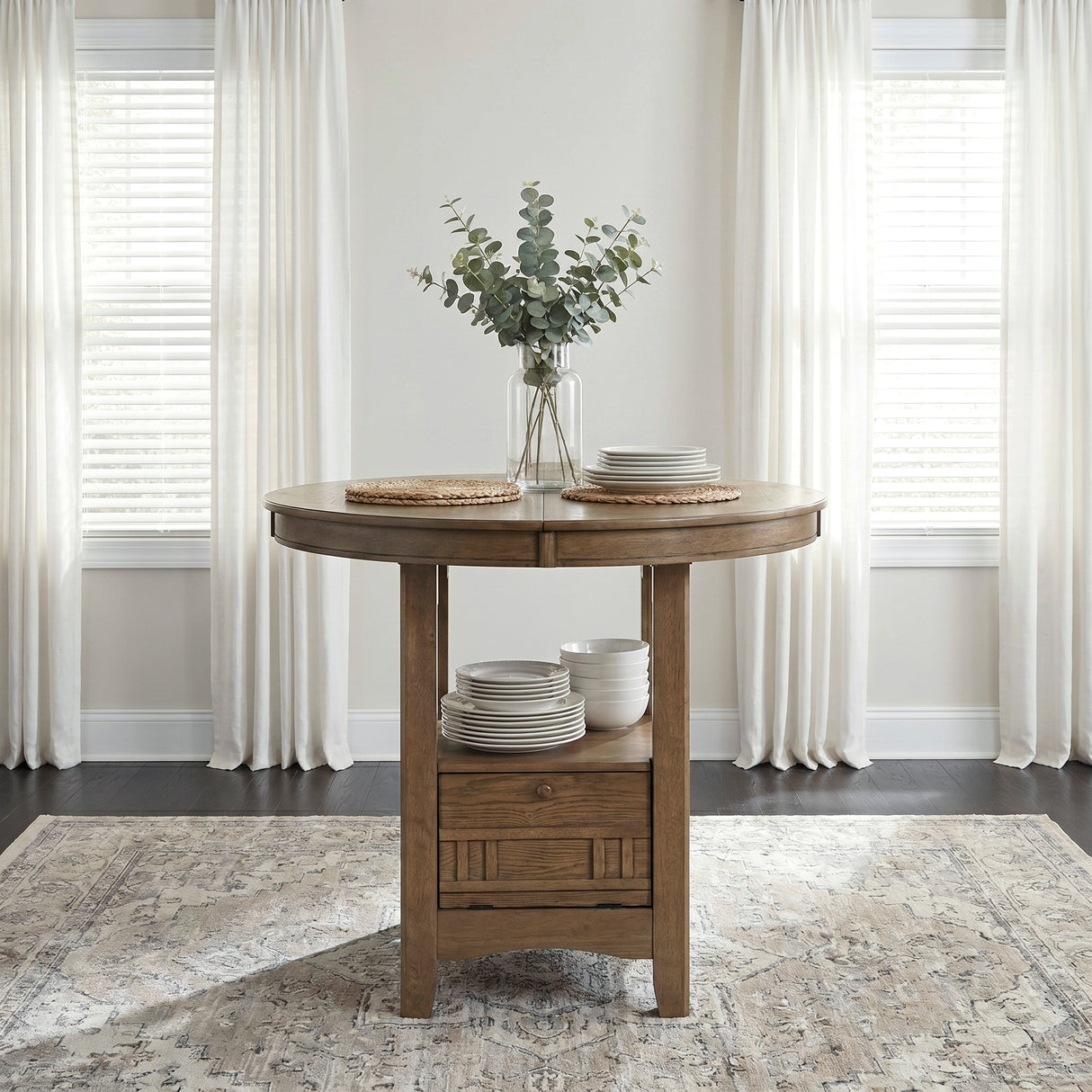 Junipero Brown Round/Oval Counter Height Table by Homelegance at Eve Furniture