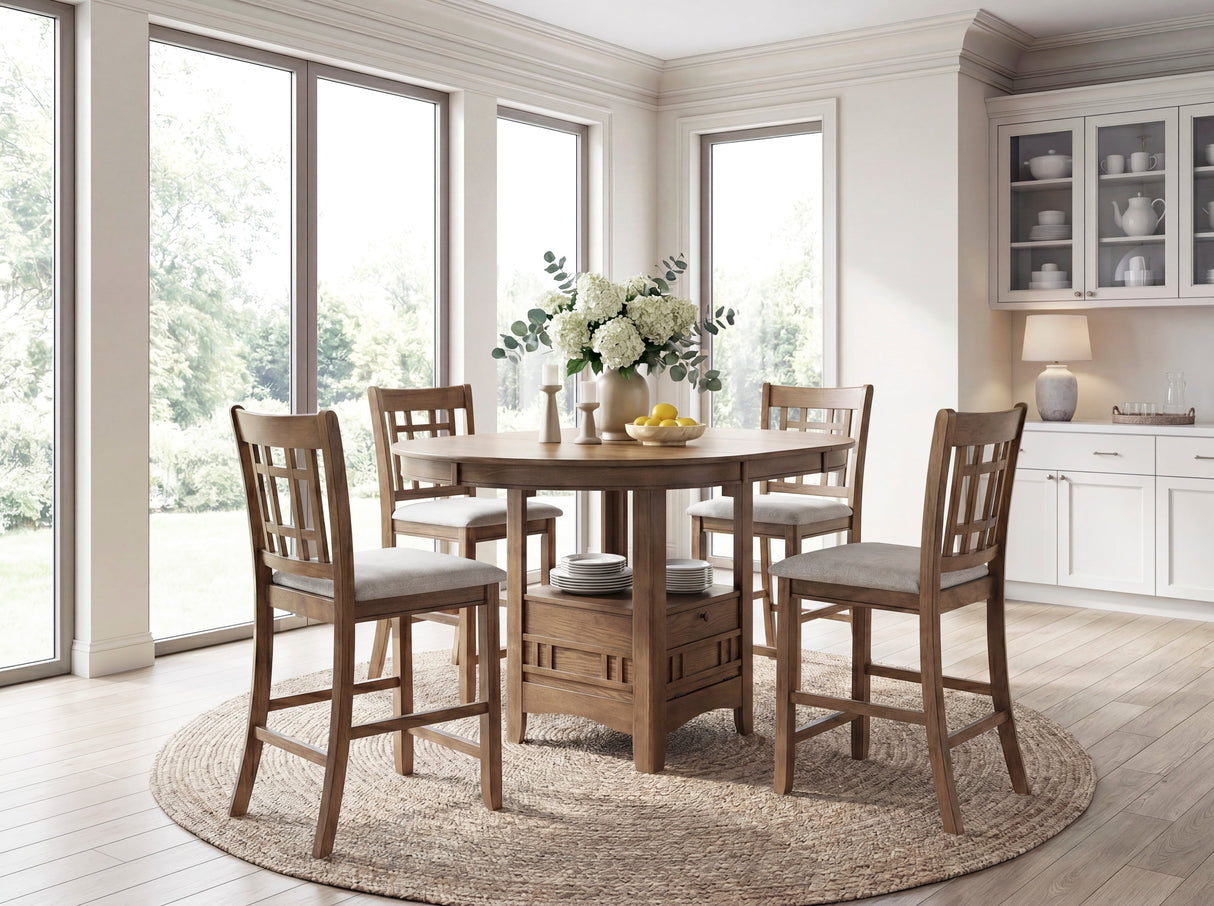 Junipero Brown/Light Gray Counter Height Chair, Set of 2 by Homelegance at Eve Furniture
