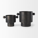 Juno 6.5H Medium Black Iron Vase by Mercana at Eve Furniture