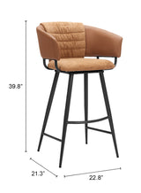 Juno Brown Barstool (Set of 2) by Zuomod at Eve Furniture