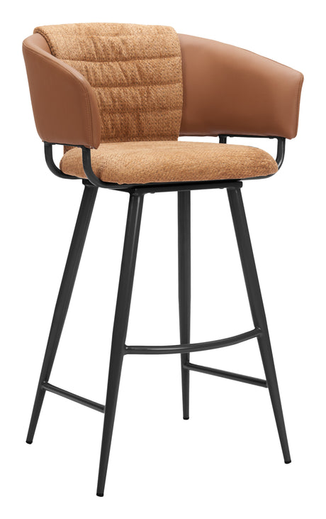 Juno Brown Barstool (Set of 2) by Zuomod at Eve Furniture