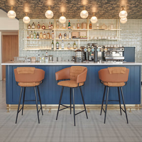 Juno Brown Barstool (Set of 2) by Zuomod at Eve Furniture