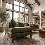 Juno Green Leather Left-Facing Sectional Sofa