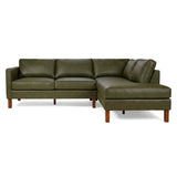 Juno Green Leather Right-Facing Sectional Sofa