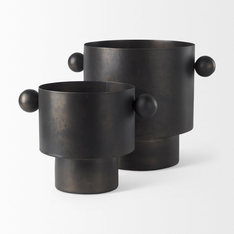 Juno Medium Black Iron Vase by Mercana at Eve Furniture