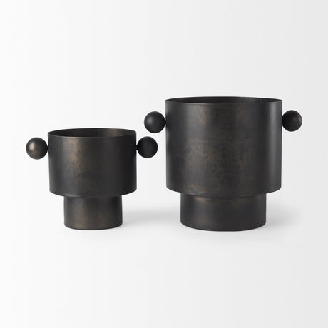 Juno Medium Black Iron Vase by Mercana at Eve Furniture