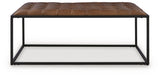 Junsor Brown/Black Coffee Table Ottoman by Ashley at Eve Furniture