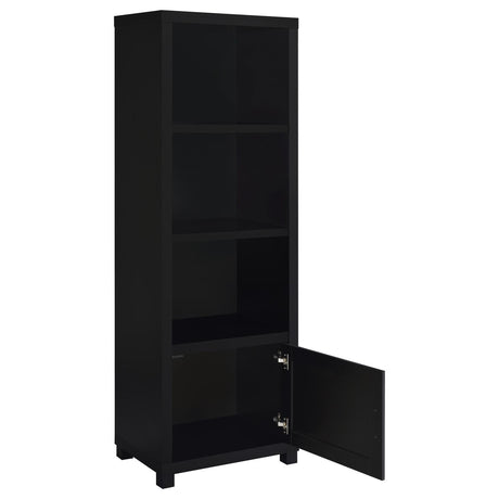 Jupiter Black 3-shelf Media Tower Bookcase with Storage Cabinet by Coaster at Eve Furniture