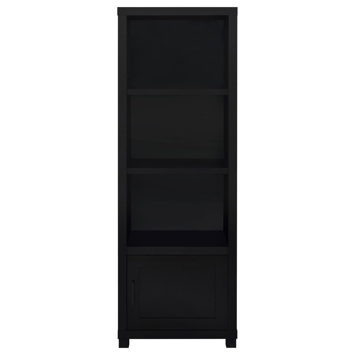 Jupiter Black 3-shelf Media Tower Bookcase with Storage Cabinet by Coaster at Eve Furniture