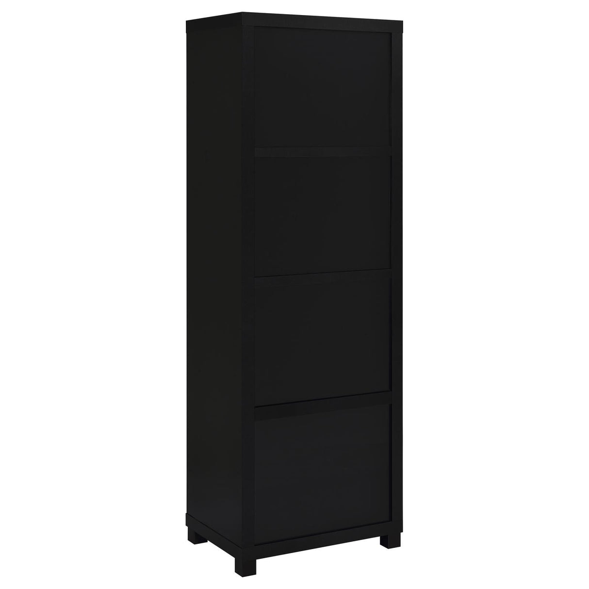 Jupiter Black 3-shelf Media Tower Bookcase with Storage Cabinet by Coaster at Eve Furniture