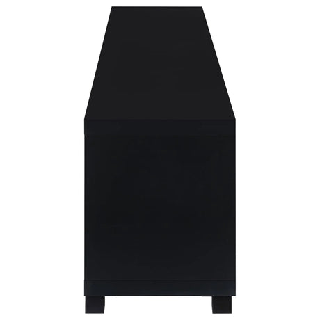 Jupiter Black 4-door 79" TV Stand Media Console with Framed Glass Panels by Coaster at Eve Furniture