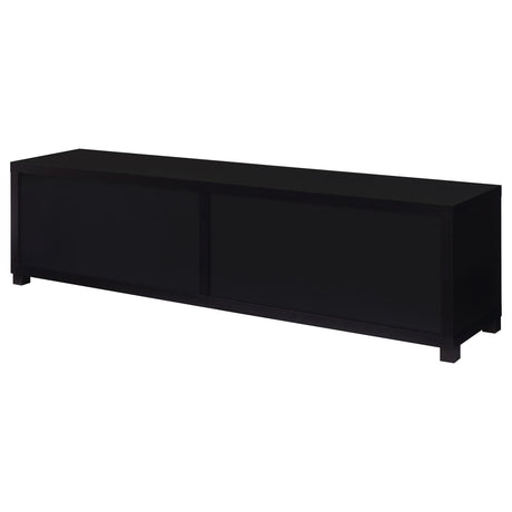 Jupiter Black 4-door 79" TV Stand Media Console with Framed Glass Panels by Coaster at Eve Furniture