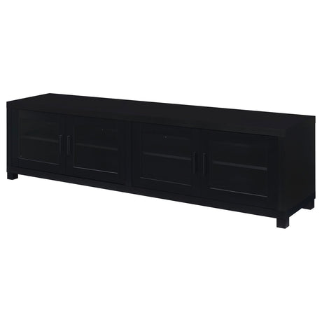 Jupiter Black 4-door 79" TV Stand Media Console with Framed Glass Panels by Coaster at Eve Furniture