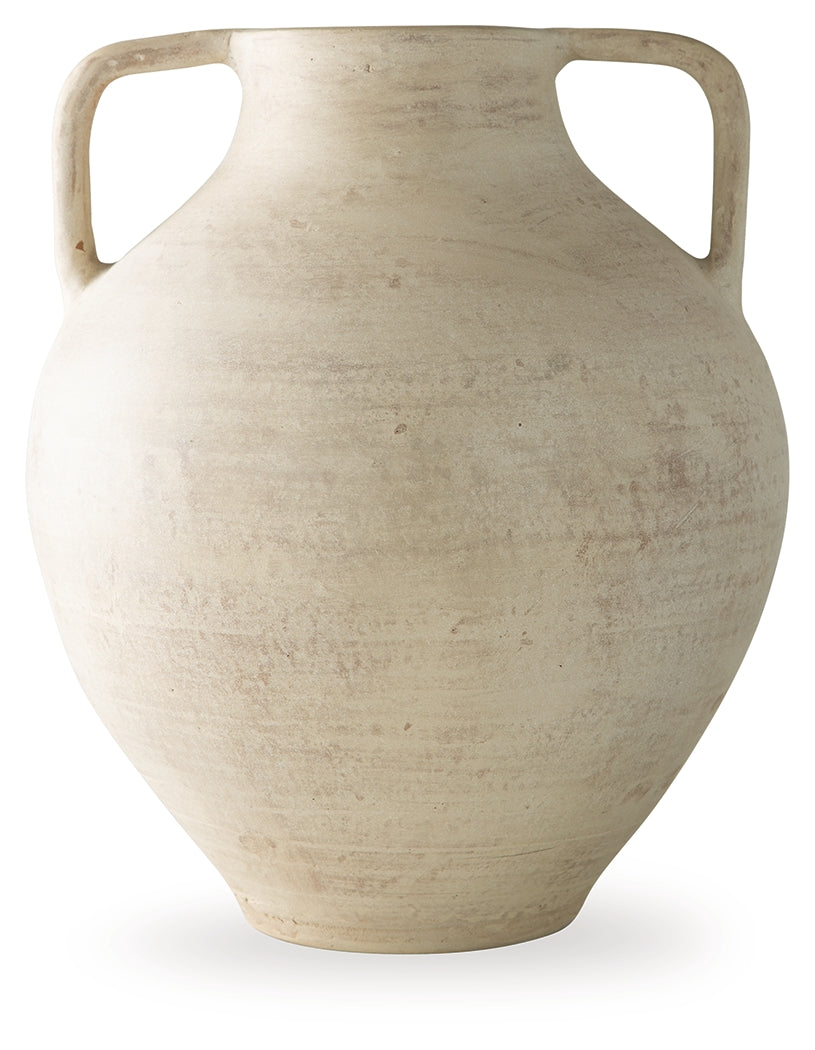 Justy Antique Beige Vase by Ashley at Eve Furniture
