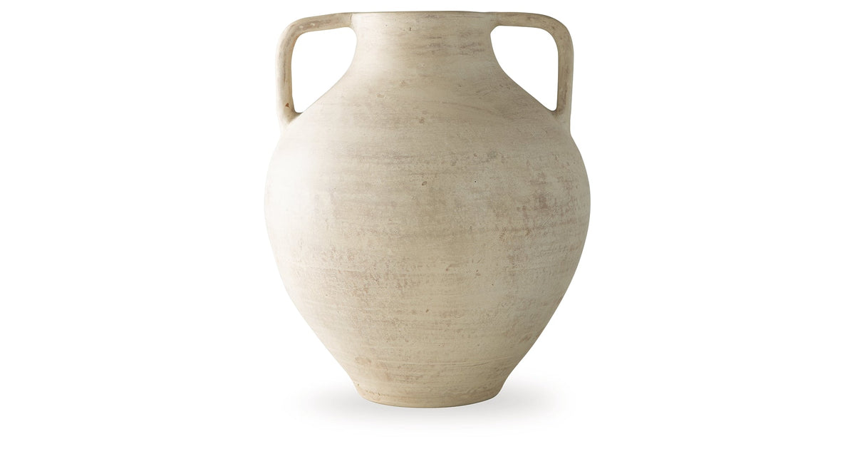 Justy Antique Beige Vase by Ashley at Eve Furniture