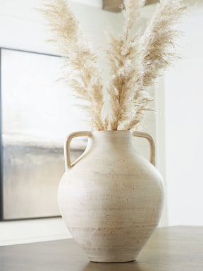 Justy Antique Beige Vase by ASHLEY FURNITURE at Eve Furniture