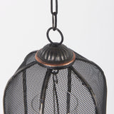Jutland Set of Three Black Metal Bird Cage Candle Holder Lanterns by Mercana at Eve Furniture