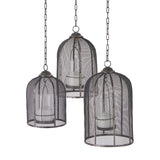 Jutland Set of Three Black Metal Bird Cage Candle Holder Lanterns by Mercana at Eve Furniture