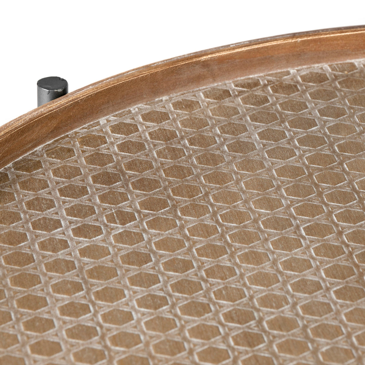 Kade 33" Round Brown Table Gray Metal Frame Two-Tier Coffee Table by Mercana at Eve Furniture