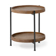 Kade III 16.9" Round Top Natural Brown Wood and Gray Metal Frame Tray-Style End/Side Table by Mercana at Eve Furniture