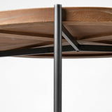 Kade Round Brown Table Gray Metal Frame Two-Tier Coffee Table by Mercana at Eve Furniture