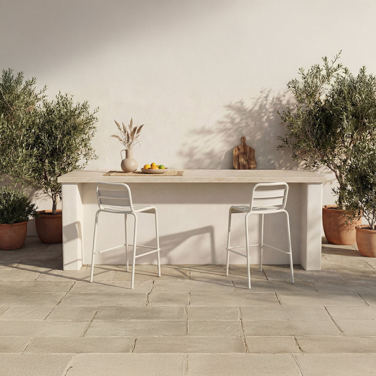 Kade White Outdoor Bar Stool (Set of 2) by MOES at Eve Furniture