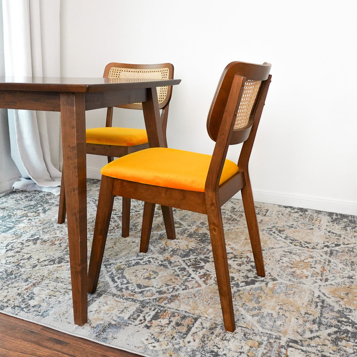 Kaden Orange Velvet Dining Chair (Set Of 2)