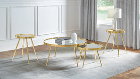 Kaelyn Gold 4-Piece Round Coffee and End Table Set by Coaster at Eve Furniture