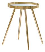 Kaelyn Gold Round Mirror Top End Table by Coaster at Eve Furniture