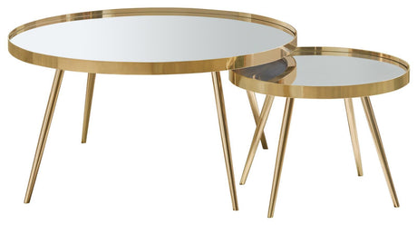 Kaelyn Mirror/Gold 2-Piece Mirror Top Nesting Coffee Table by Coaster at Eve Furniture
