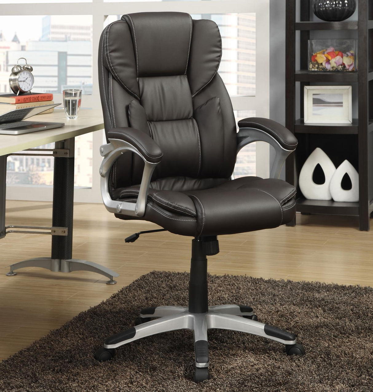 Kaffir Dark Brown/Silver Adjustable Height Office Chair