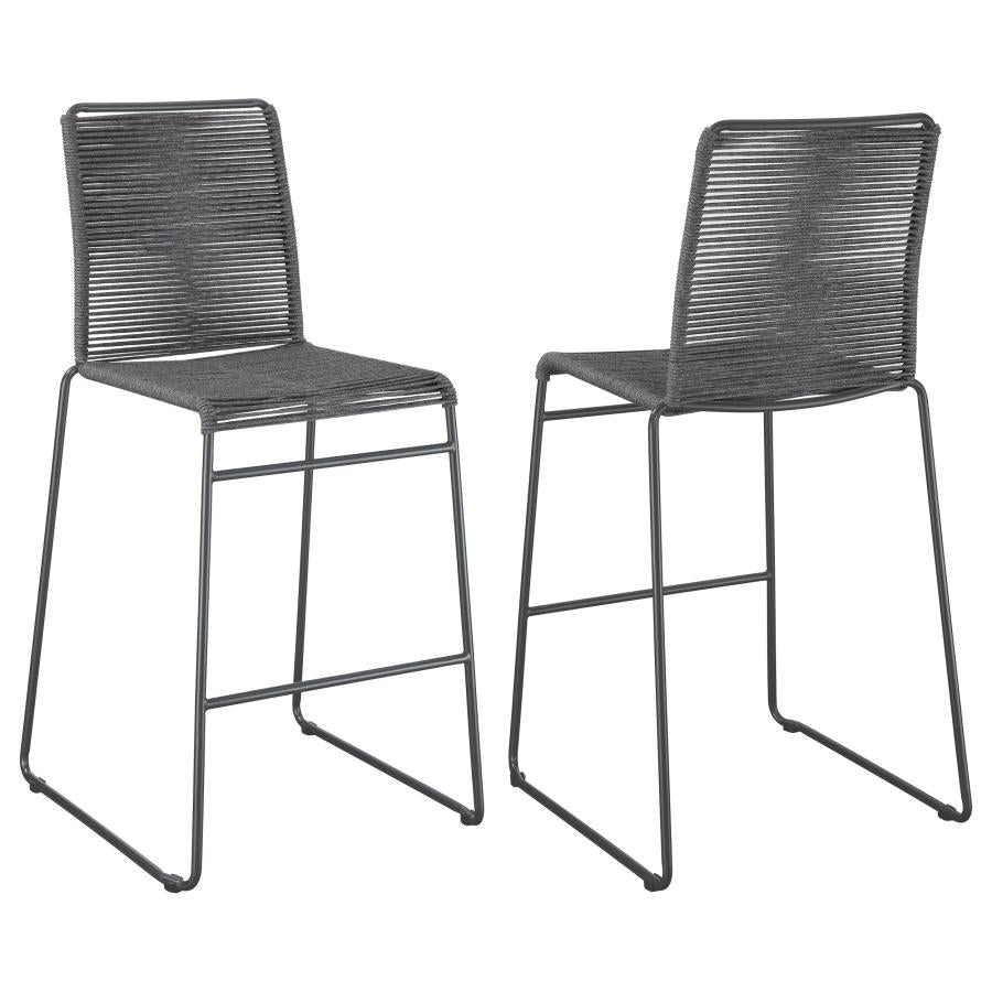 Kai Charcoal/Gunmetal Upholstered Bar Stools with Footrest, Set of 2 by Coaster at Eve Furniture