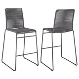 Kai Charcoal/Gunmetal Upholstered Bar Stools with Footrest, Set of 2 by Coaster at Eve Furniture