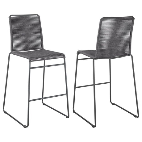 Kai Charcoal/Gunmetal Upholstered Bar Stools with Footrest, Set of 2 by Coaster at Eve Furniture