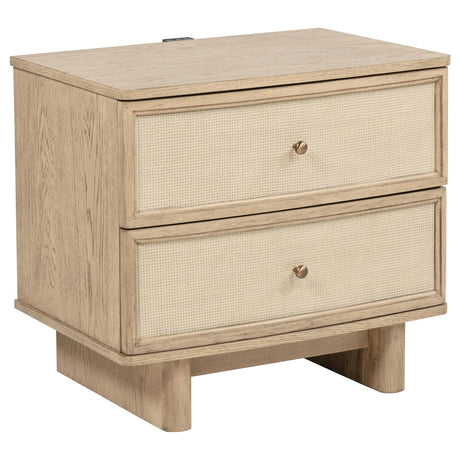 Kailani Beige Oak 2-Drawer Nightstand by Coaster at Eve Furniture