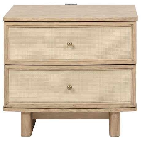 Kailani Beige Oak 2-Drawer Nightstand by Coaster at Eve Furniture