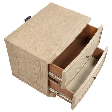 Kailani Beige Oak 2-Drawer Nightstand by Coaster at Eve Furniture