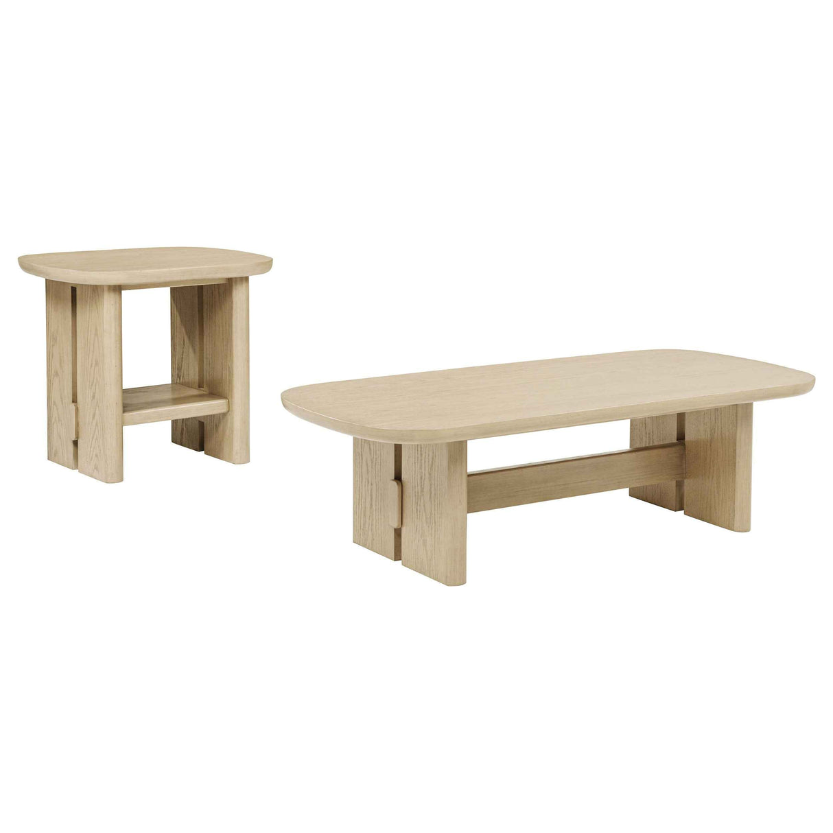 Kailani Beige Oak 2-piece Coastal Coffee and End Table Set by Coaster at Eve Furniture