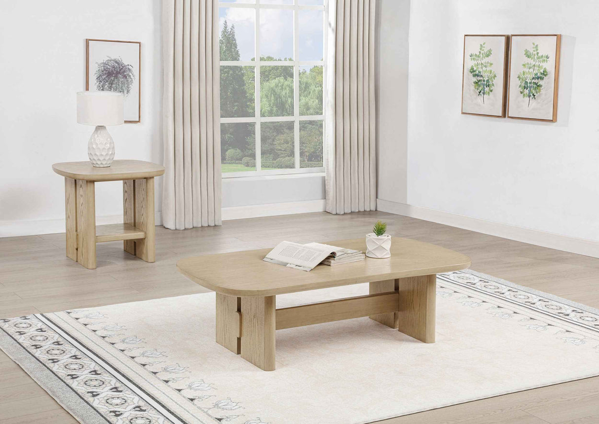 Kailani Beige Oak 2-piece Coastal Coffee and End Table Set by Coaster at Eve Furniture