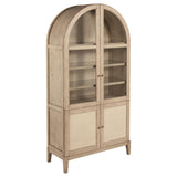 Kailani Beige Oak 4-Door Cane Dining Vitrine Display Cabinet by Coaster at Eve Furniture