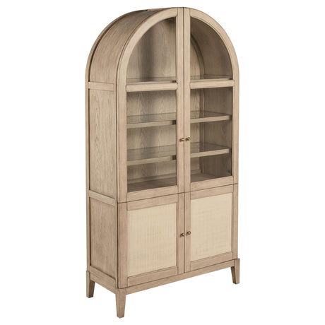 Kailani Beige Oak 4-Door Cane Dining Vitrine Display Cabinet by Coaster at Eve Furniture