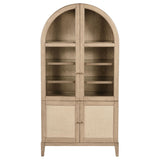 Kailani Beige Oak 4-Door Cane Dining Vitrine Display Cabinet by Coaster at Eve Furniture