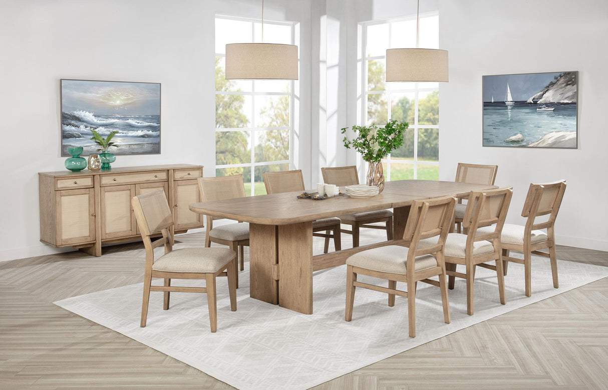 Kailani Beige Oak 4-Door Cane Sideboard Buffet Cabinet by Coaster at Eve Furniture