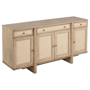 Kailani Beige Oak 4-Door Cane Sideboard Buffet Cabinet by Coaster at Eve Furniture