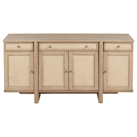 Kailani Beige Oak 4-Door Cane Sideboard Buffet Cabinet by Coaster at Eve Furniture