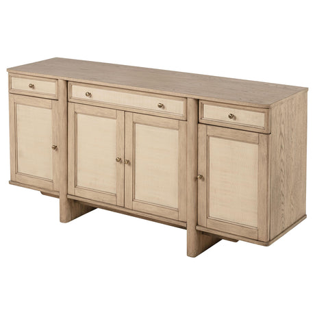 Kailani Beige Oak 4-Door Cane Sideboard Buffet Cabinet by Coaster at Eve Furniture
