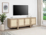 Kailani Beige Oak 79-inch 4-door Cane TV Stand Media Console by Coaster at Eve Furniture