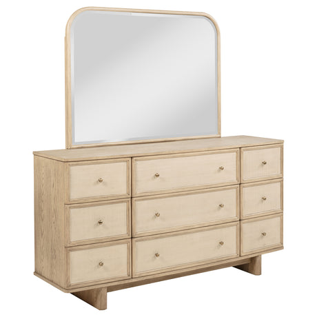 Kailani Beige Oak 9-drawer Dresser and Mirror by Coaster at Eve Furniture